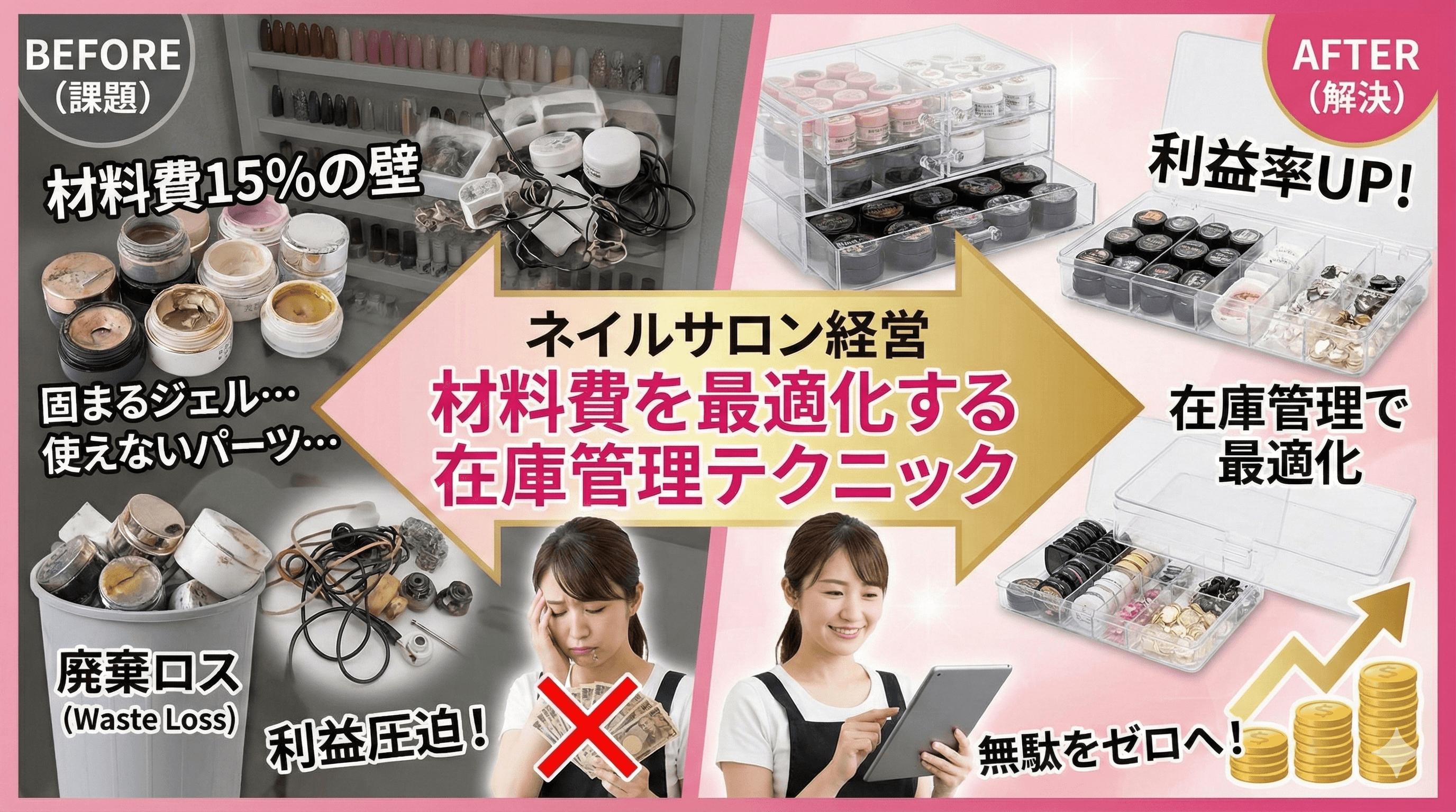 ネイルサロンの材料費管理｜ジェル・パーツの在庫最適化テクニック